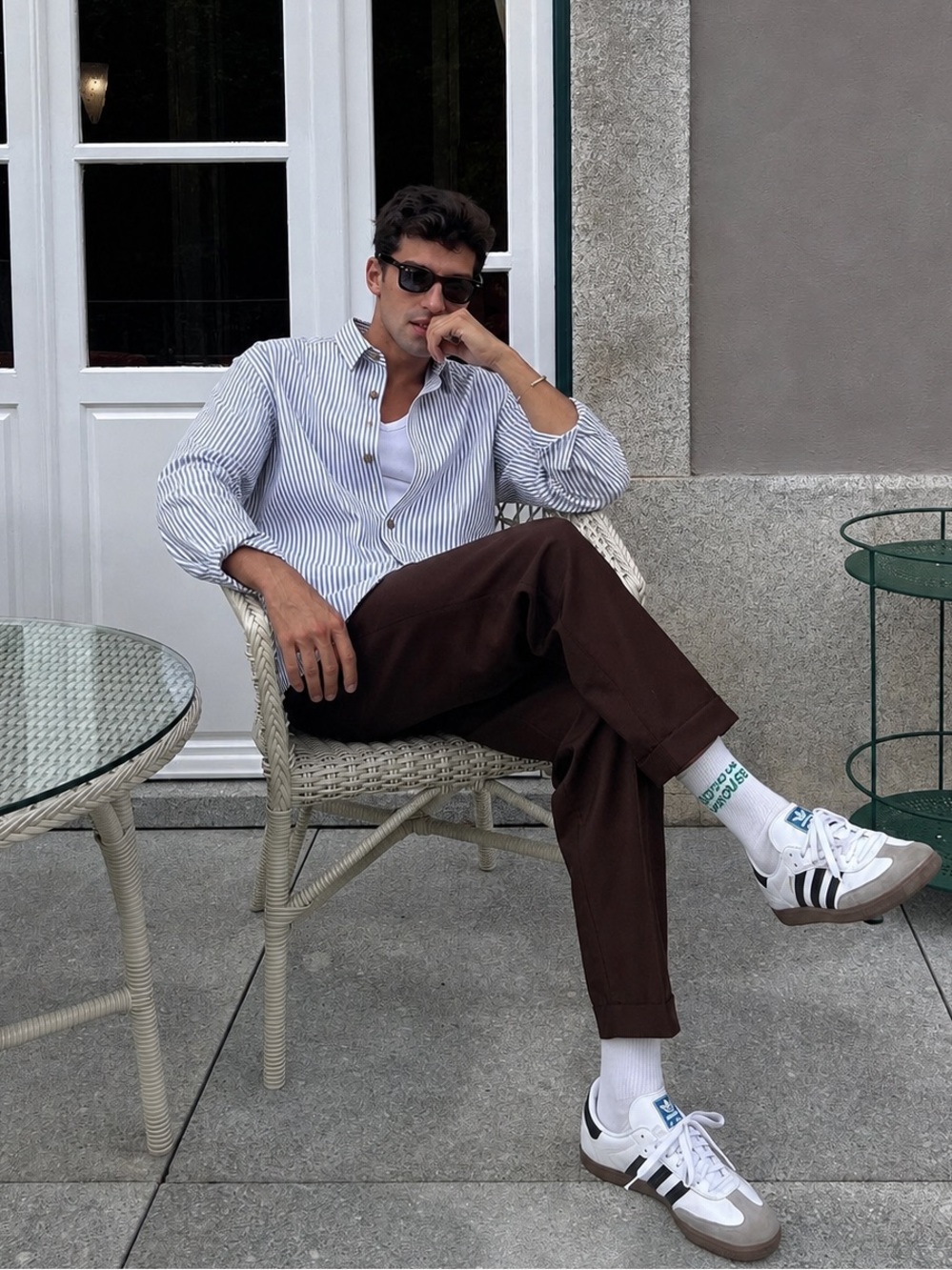 Five Four Blue & White Striped Button Down Shirt Fisherman Ivy League Preppy
